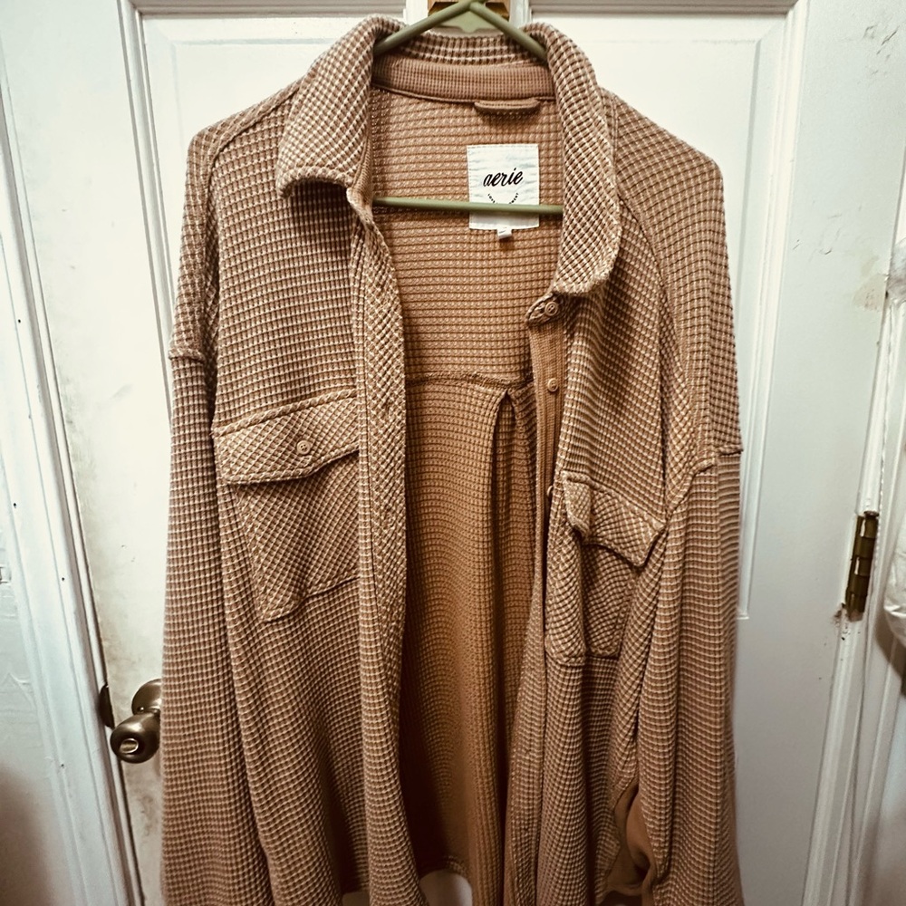 Aerie LumberJane Brown Waffle Shirt